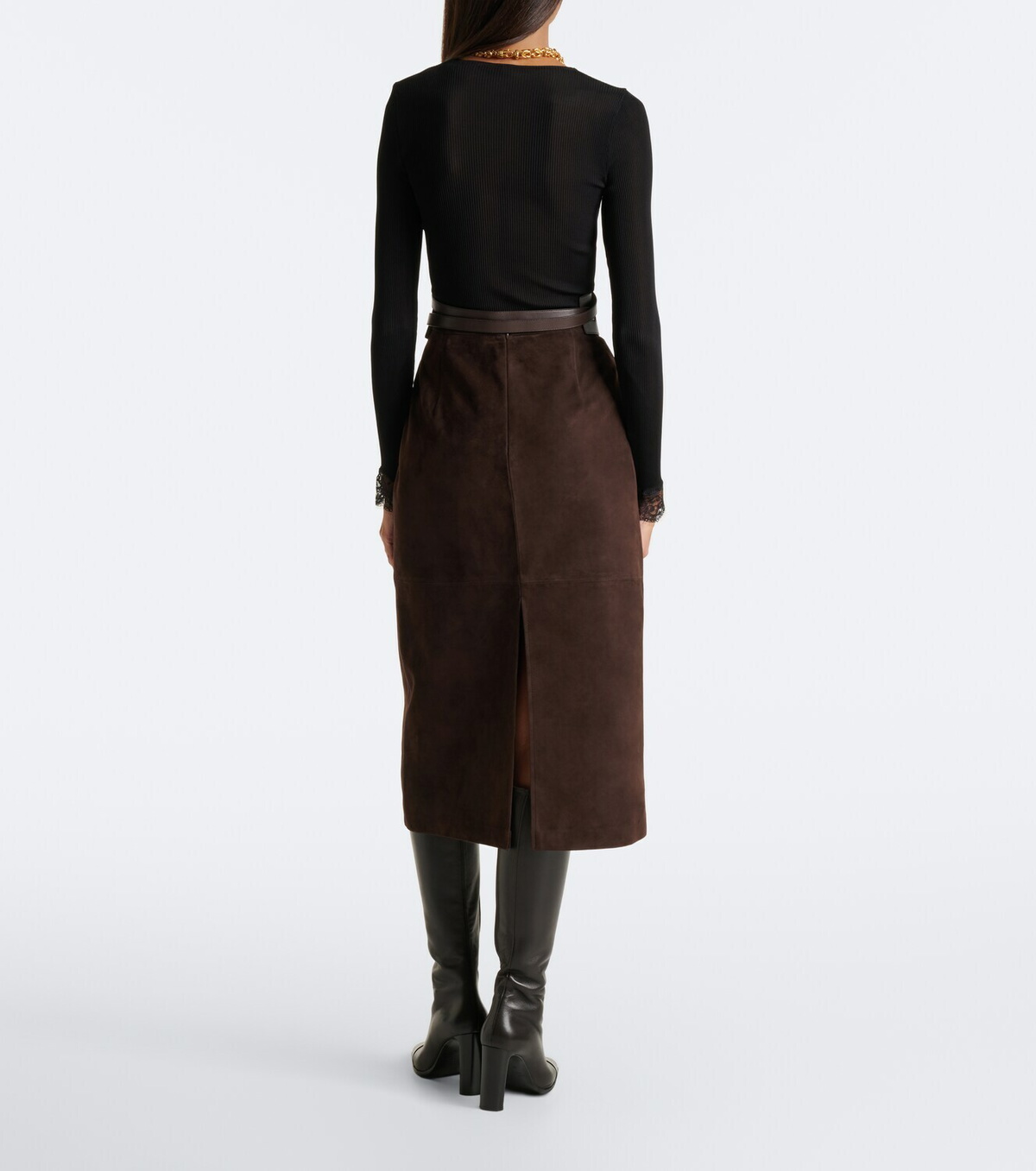 Nour Hammour Alana suede pencil skirt