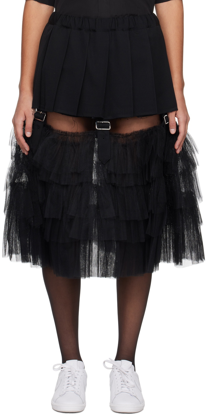 Black Comme des Garçons Black Ruffle Midi Skirt