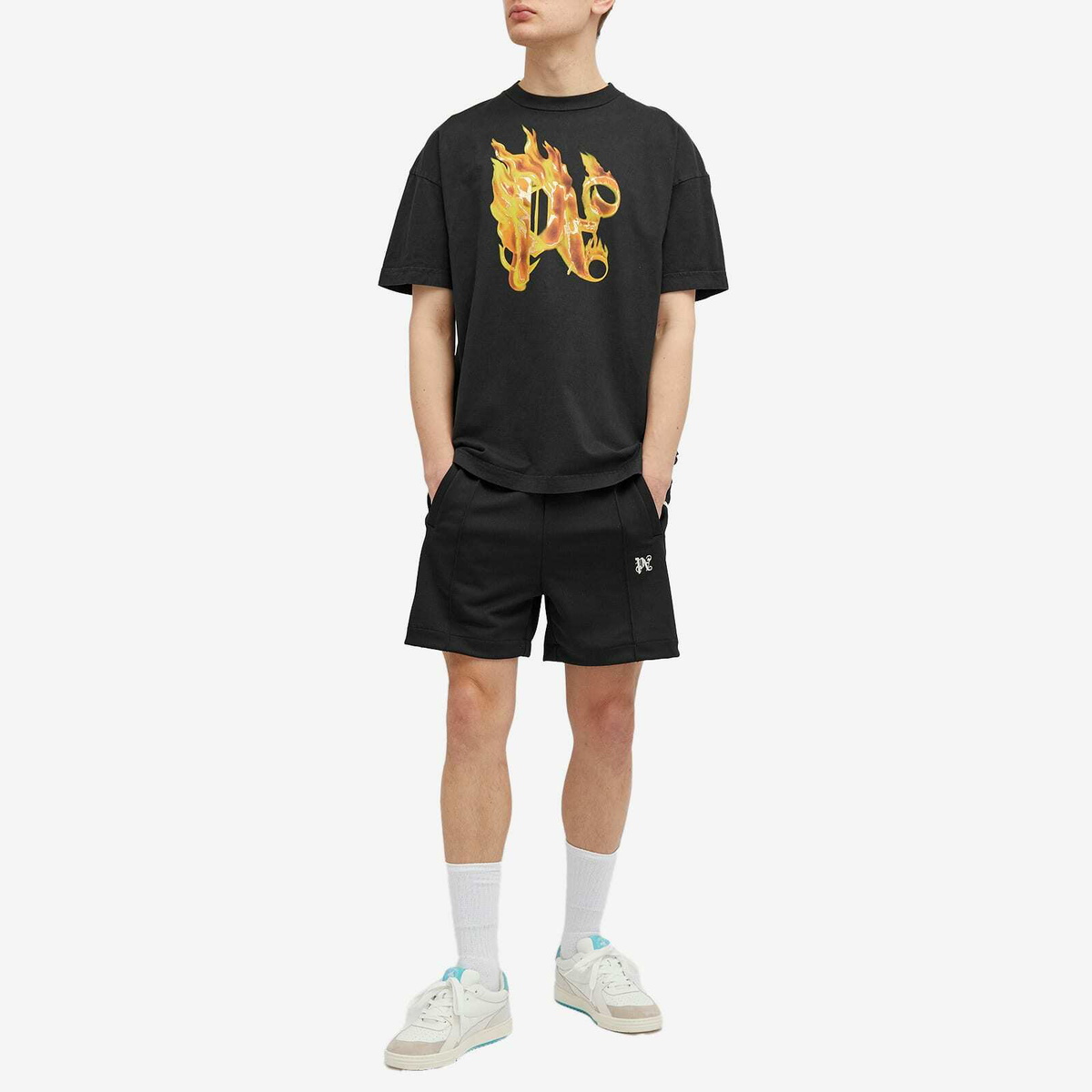 Palm Angels Men's Burning Monogram Print Sweatshirt Black