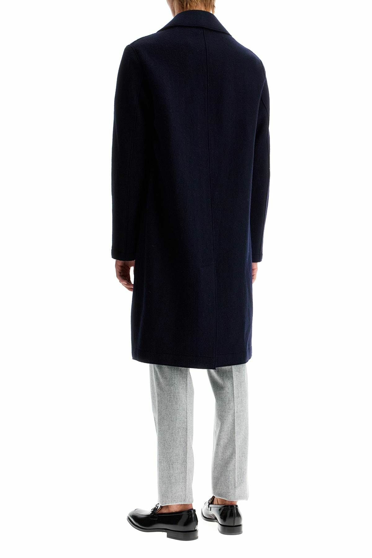 HARRIS WHARF LONDON double-breasted wool coat in boiled Blue