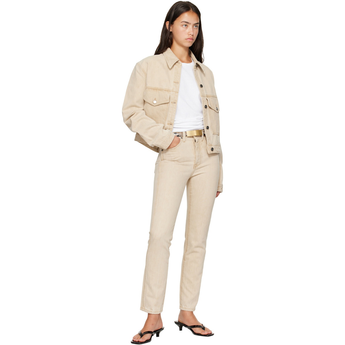 KHAITE Beige Tomer Collared Denim Jacket
