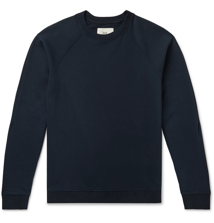 Photo: Folk - Rivet Loopback Cotton-Jersey Sweatshirt - Blue