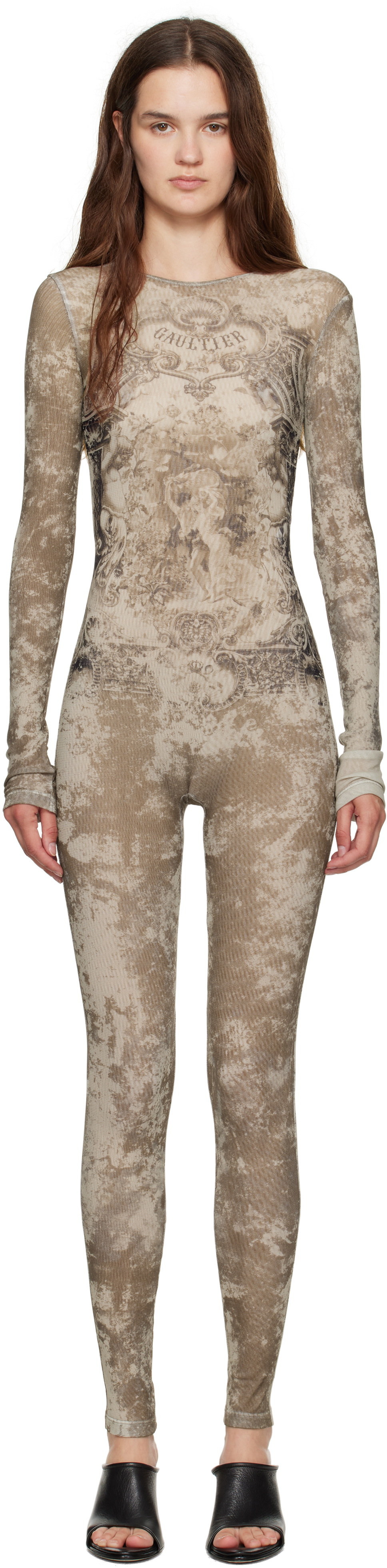 Jean Paul Gaultier Beige Graphic Jumpsuit Jean Paul Gaultier
