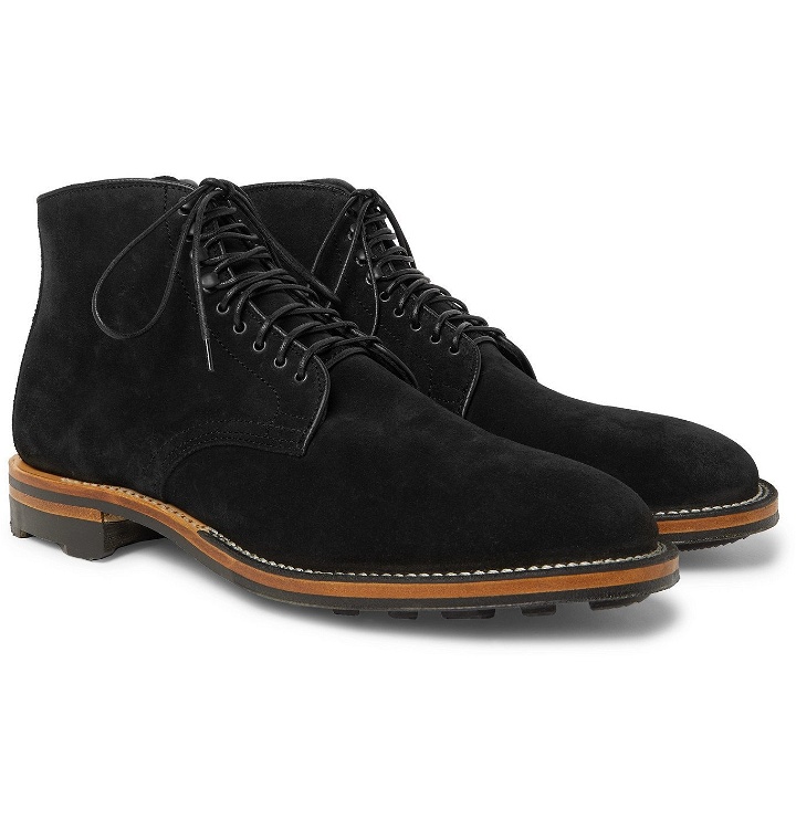 Photo: Viberg - Zabri Leather-Trimmed Suede Derby Boots - Black