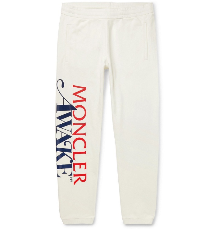 Photo: Moncler Genius - Awake NY 2 Moncler 1952 Tapered Logo-Print Cotton-Jersey Sweatpants - White