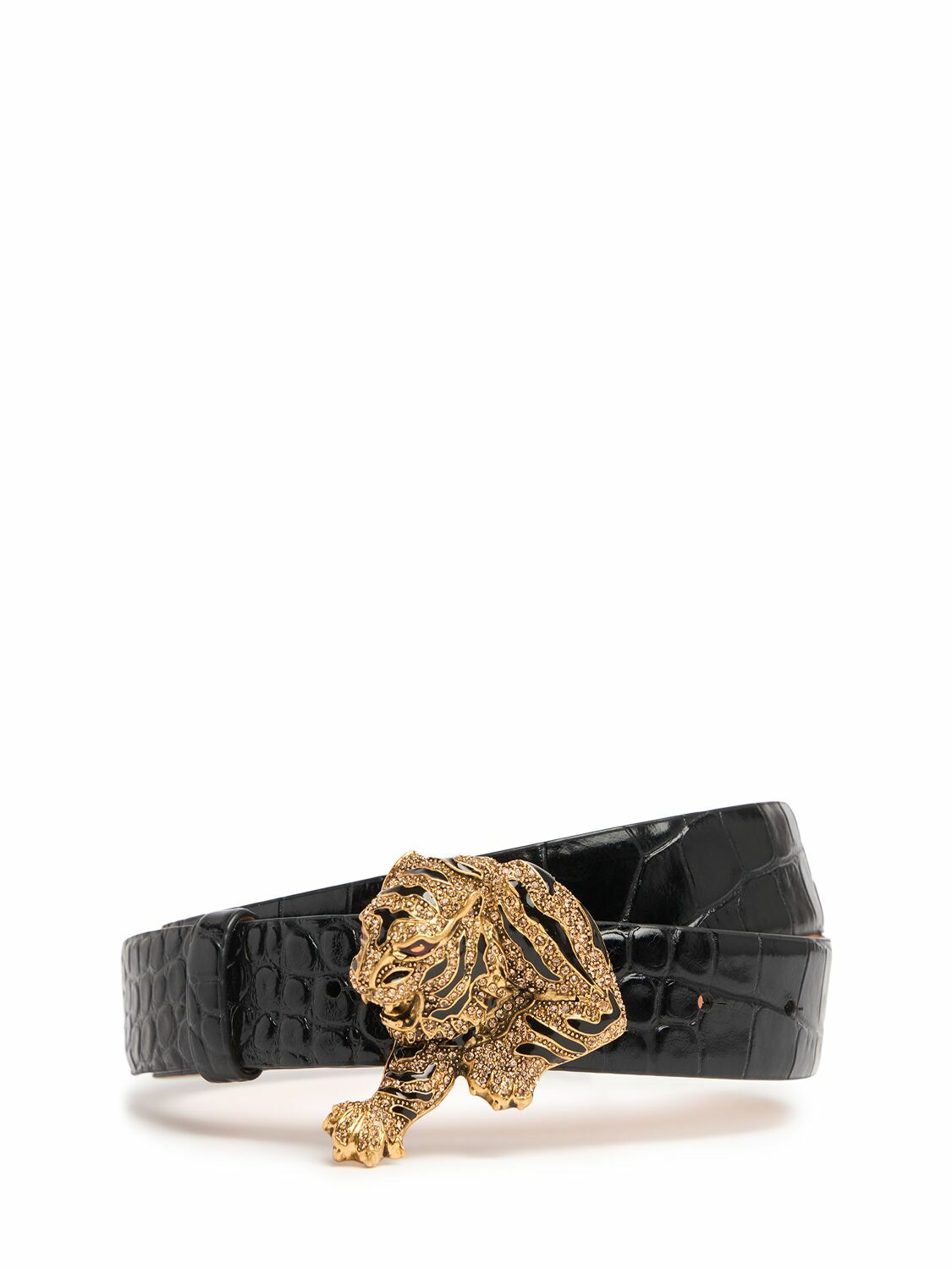 Roberto Cavalli エンボス加工 ベルト 46 ROBERTO CAVALLI 4cm Roar Embossed Leather Belt Roberto Cavalli