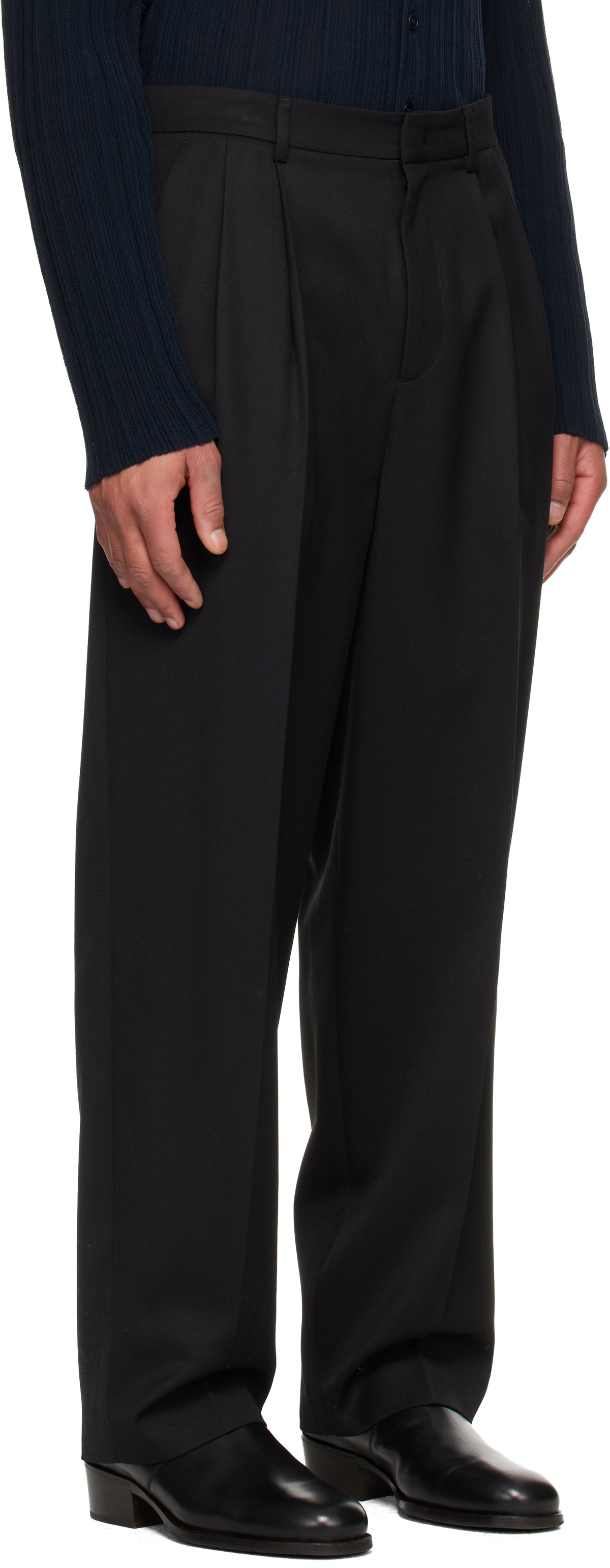 LE17SEPTEMBRE Black Two Tuck Wool Trousers