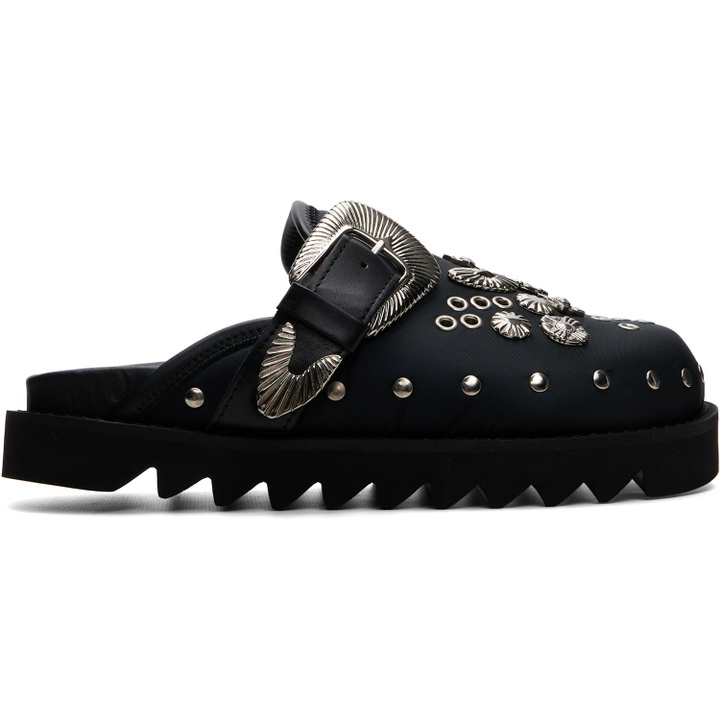 Photo: Toga Pulla Black Eyelet Metal Sabot Slip-On Loafers