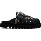 Toga Pulla Black Eyelet Metal Sabot Slip-On Loafers