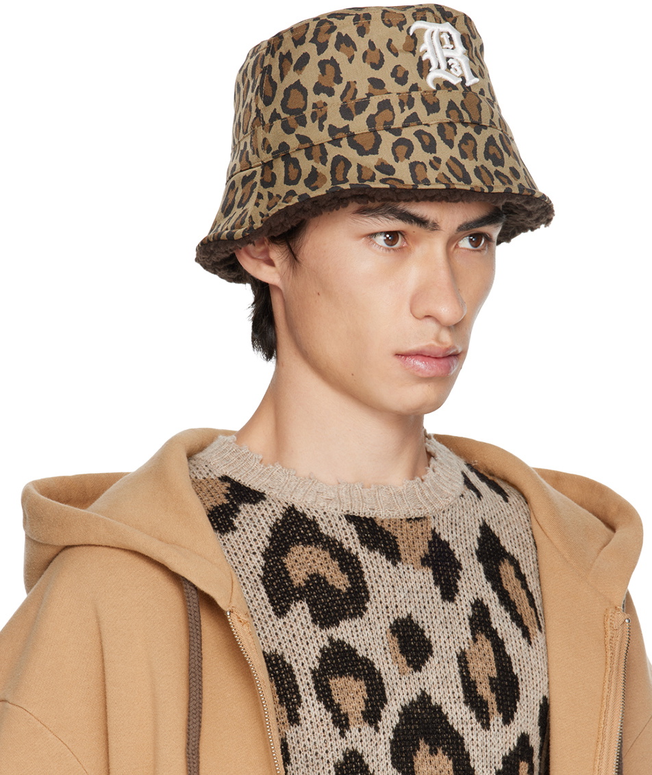 R13 Beige Leopard Logo Bucket Hat R13