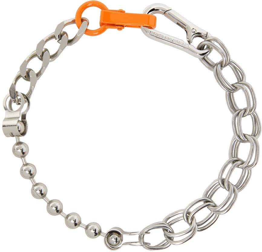 Photo: Heron Preston Silver & Orange Multichain Necklace