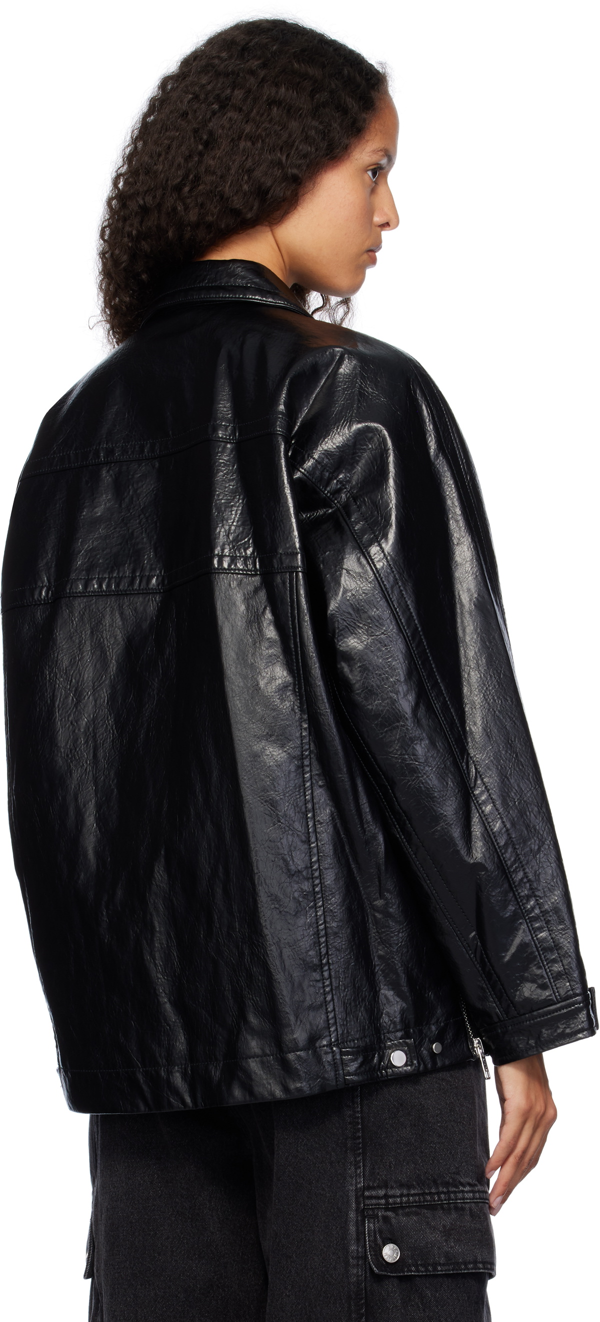 3.1 Phillip Lim Black Ranch Faux-Leather Jacket