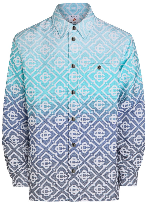 Photo: Casablanca Logo-monogrammed Woven Overshirt Blue