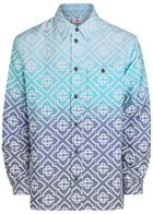 Casablanca Logo-monogrammed Woven Overshirt Blue