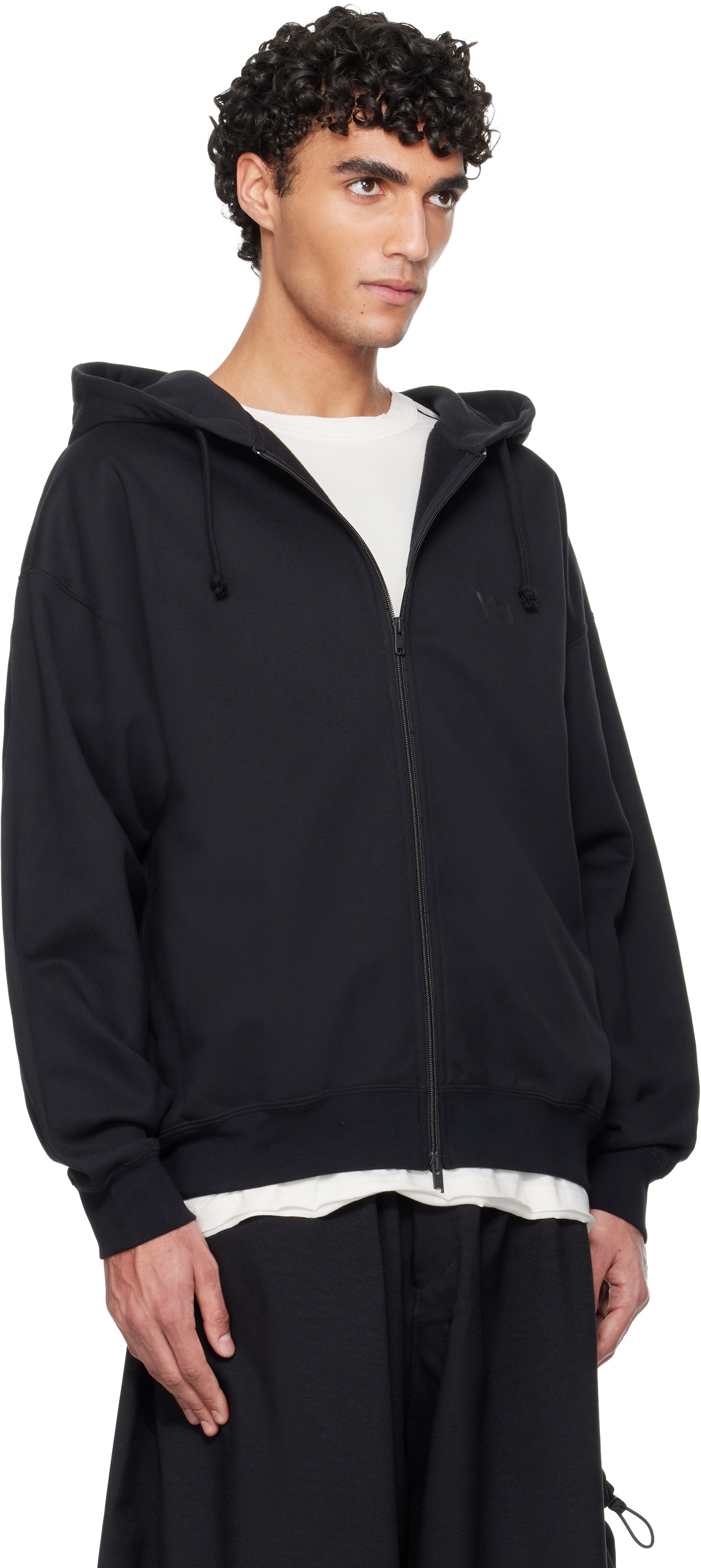 Y-3 Black Brushed Terry Zip Hoodie