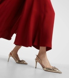 Valentino Garavani VLogo Signature metallic leather slingback pumps