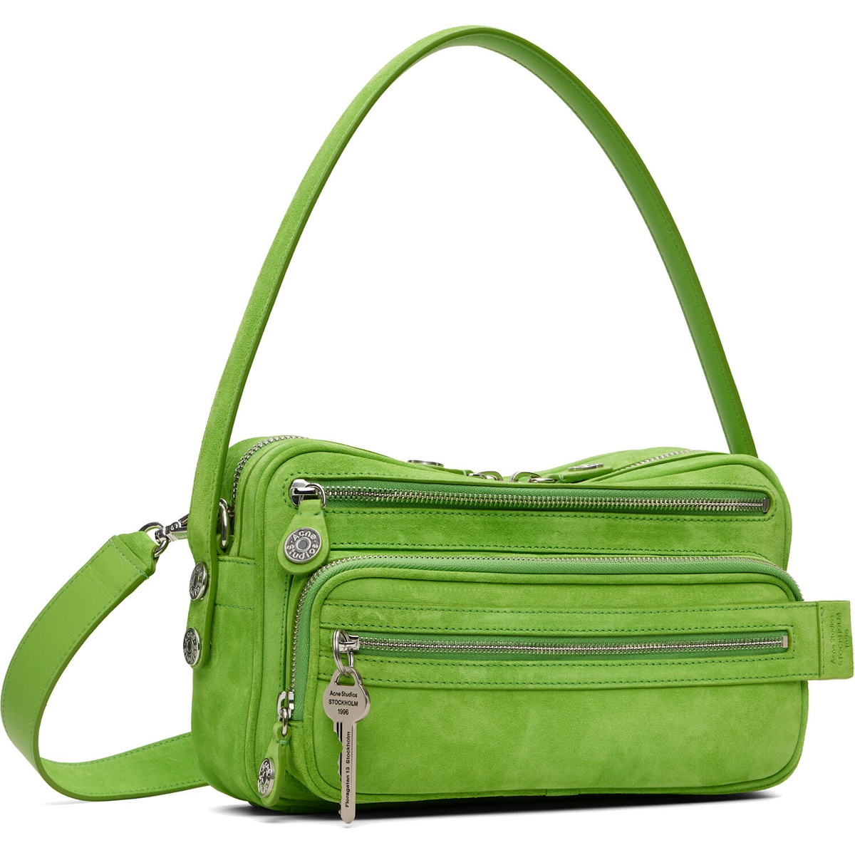 Acne Studios Green Camero Party Suede Bag