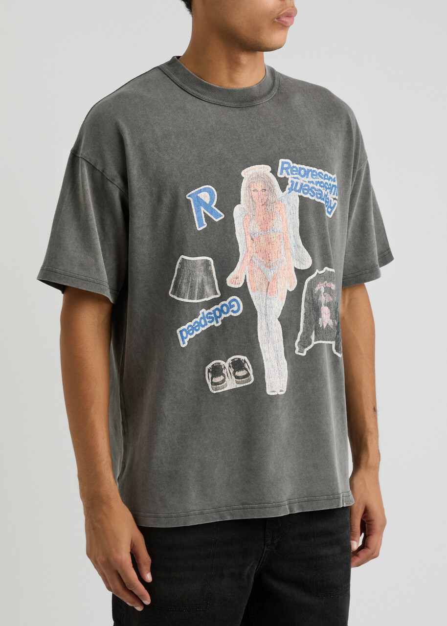 Represent Question Your Innocence Printed Cotton T-shirt Grey