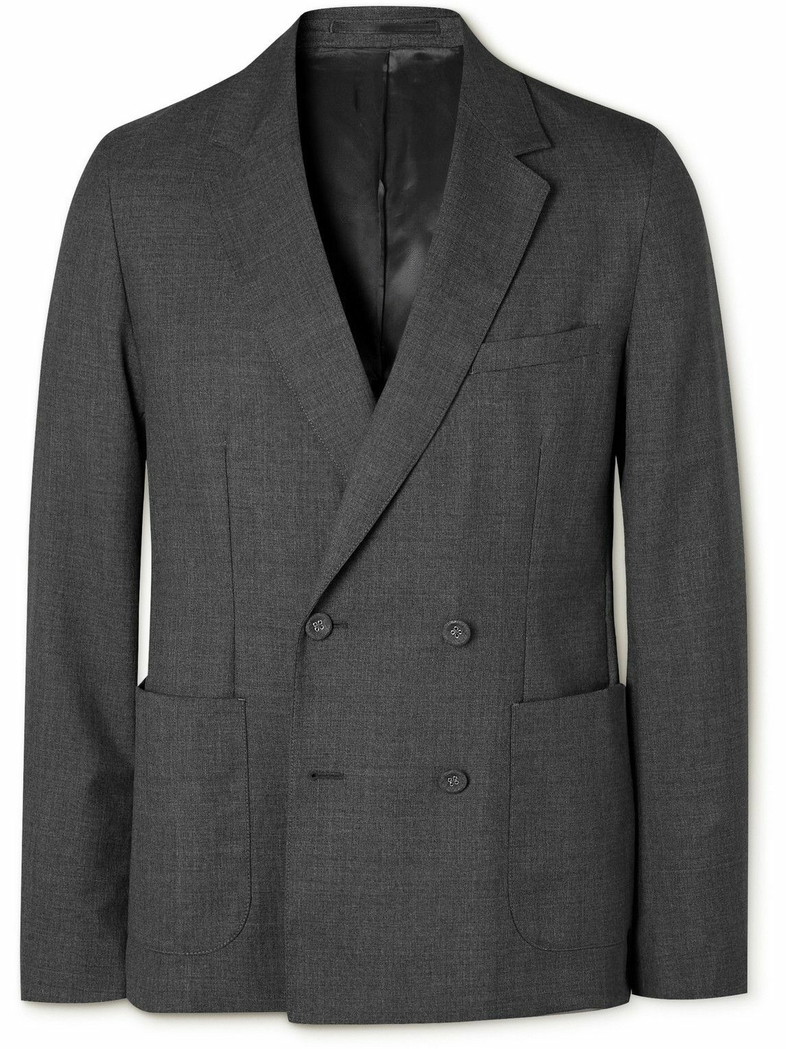 Photo: Officine Générale - Leon Double-Breasted Wool Suit Jacket - Gray