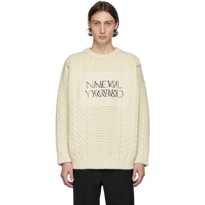Photo: N.Hoolywood Off-White Cable Knit Will Sweater