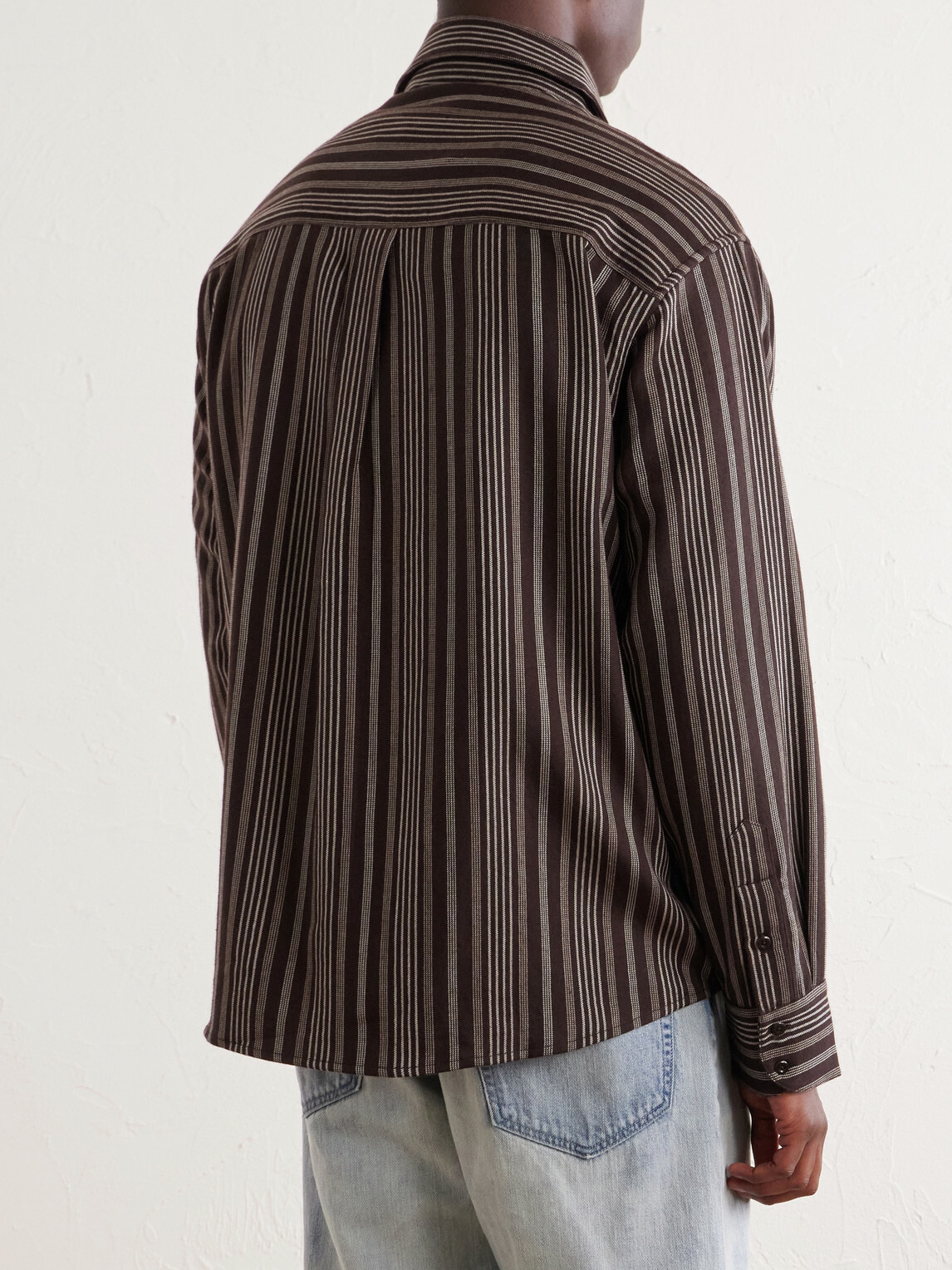The Elder Statesman - Striped Wool and Cashmere-Blend Shirt - Brown