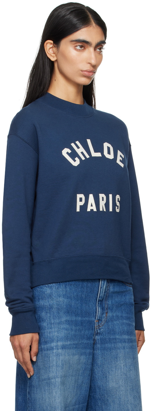 Chloé Navy Mock Neck Sweatshirt