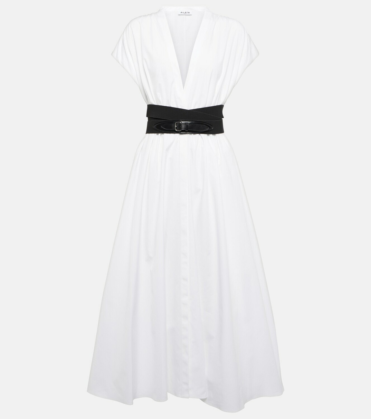 Alaïa Belted cotton poplin midi dress ALAÏA