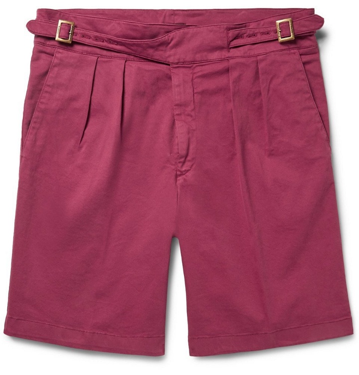 Photo: Rubinacci - Manny Pleated Stretch-Cotton Twill Shorts - Men - Pink