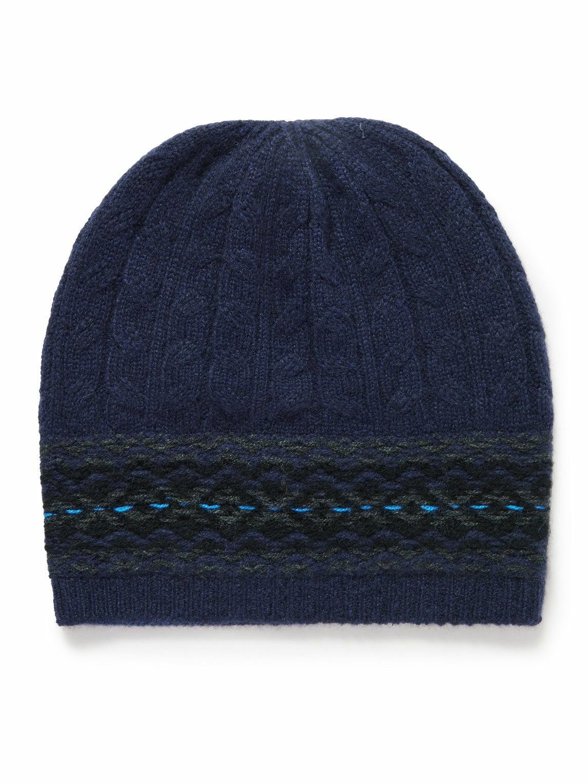 Photo: Johnstons of Elgin - Fair Isle Cable-Knit Cashmere Beanie
