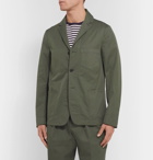 Officine Generale - Olive Unstructured Washed Cotton-Twill Suit Jacket - Green