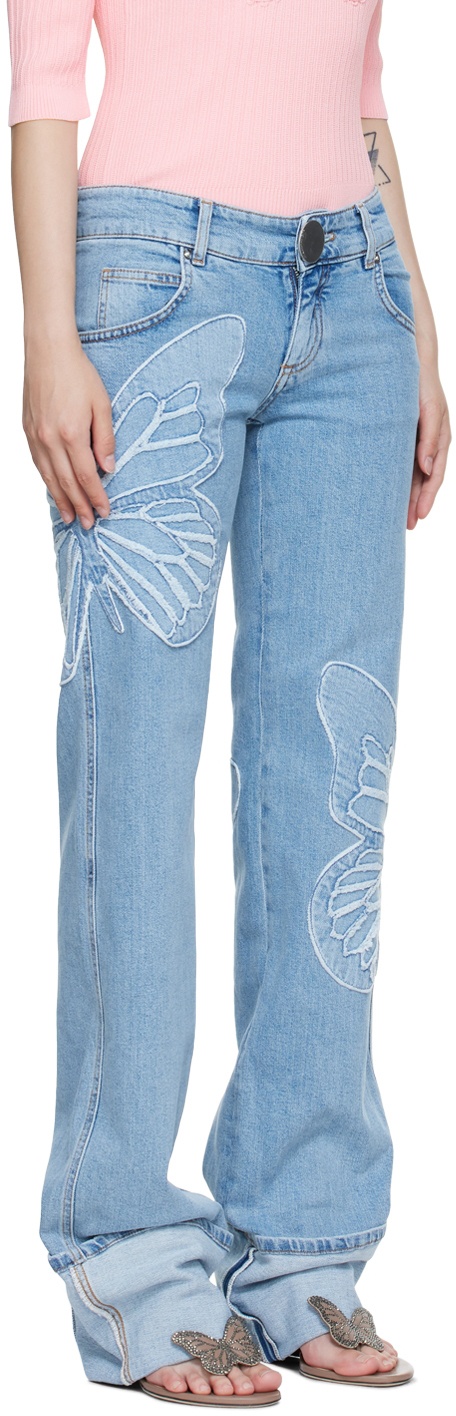 Blumarine Blue Straight Embroidered Jeans