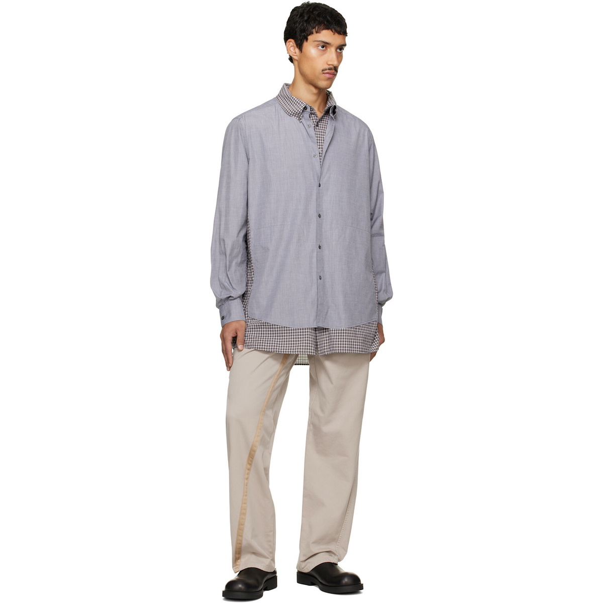 Maison Margiela Gray & Brown Double Layer Cotton Shirt