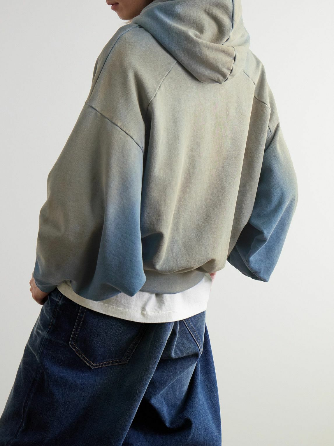 RRR123 - Noah Cropped Distressed Embroidered Cotton-Jersey