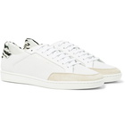 SAINT LAURENT - SL/10 Suede-Trimmed Perforated Leather Sneakers - White