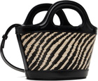 Marni Black & White Wavy Raffia-Effect Tropicalia Micro Tote