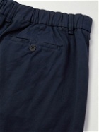 Giorgio Armani - Straight-Leg Pleated Stretch-Cotton Twill Shorts - Blue