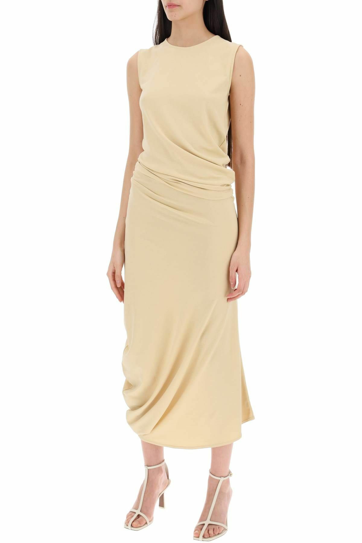 ワンピース LEMAIRE Woman Dress Beige DR1045LJ1016 WH048 Light Cream Belted Rib T-shirt Dress | LEMAIRE