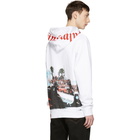 Palm Angels White Burning Car Hoodie