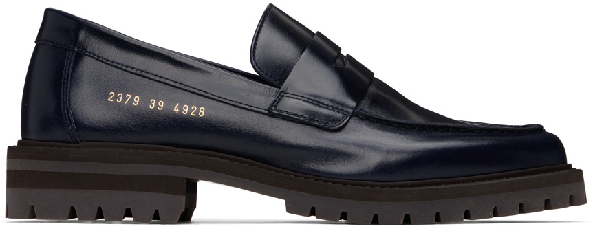 Photo: Common Projects Navy Leather Loafers