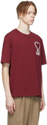 AMI Alexandre Mattiussi SSENSE Exclusive Burgundy Ami de Cœur T-Shirt