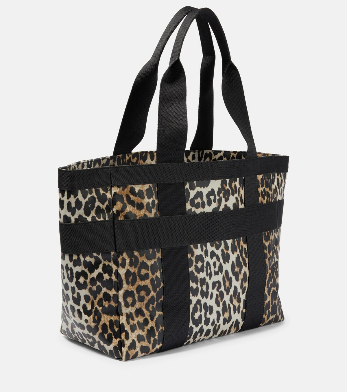 Ganni Leopardprint canvas tote bag GANNI