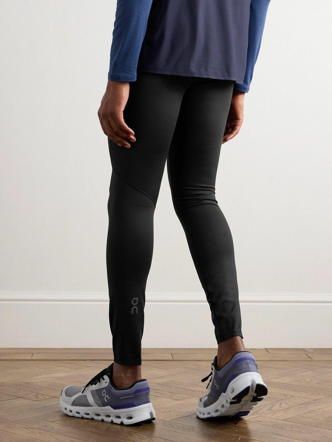 ON - Performance Logo-Print Stretch Recycled-Jersey Running Tights - Black