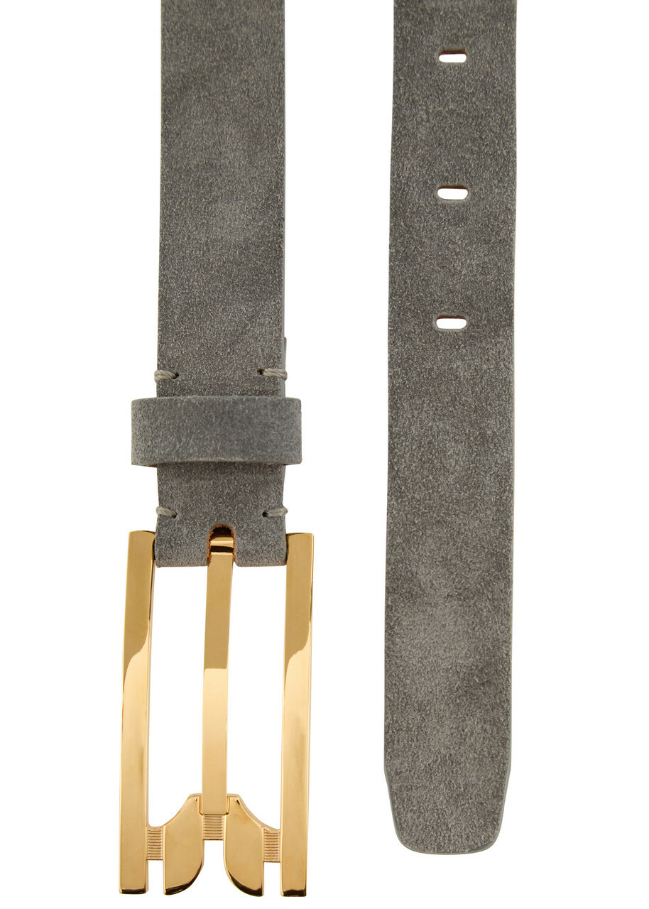 Victoria Beckham Pin-buckle Suede Belt Grey