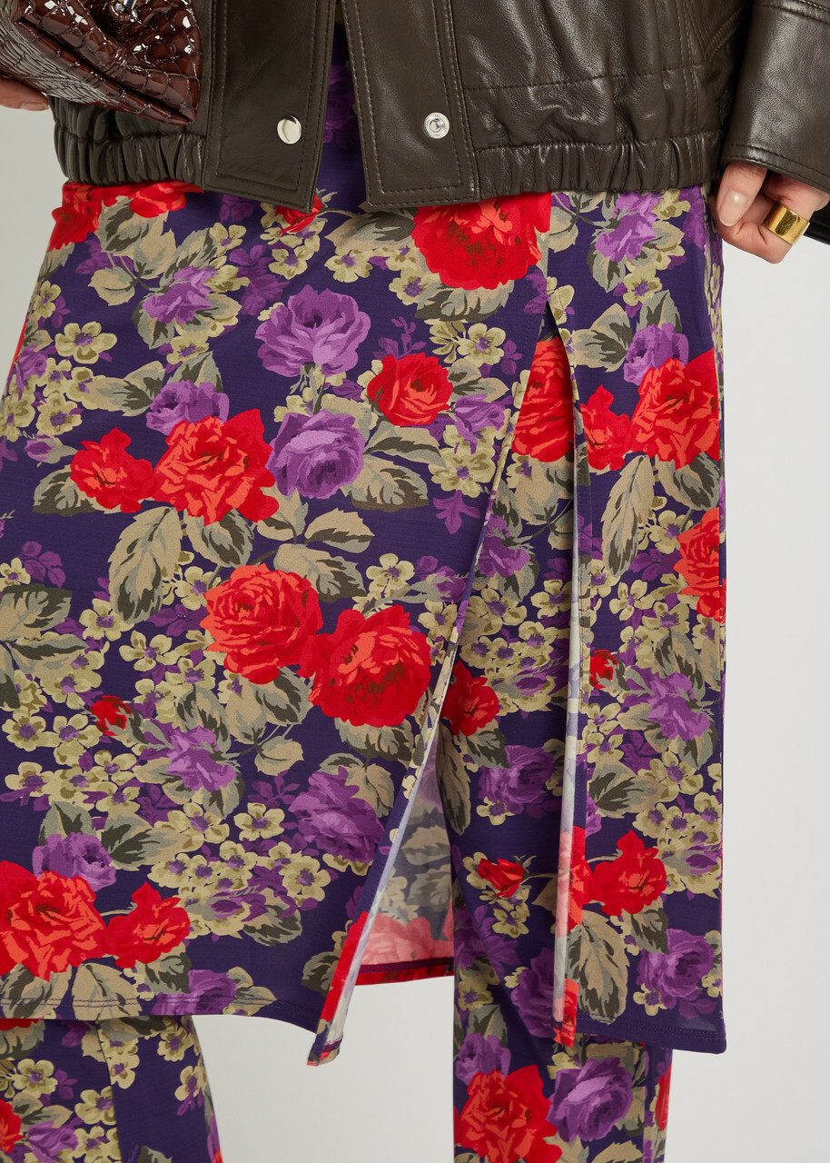 Acne Studios Intessa Skirt-effect Floral Stretch-jersey Trousers Multicoloured