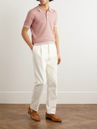 Canali - Slim-Fit Honeycomb-Knit Cotton Polo Shirt - Pink