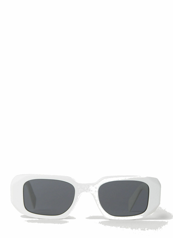 Photo: Prada - Geometric Frame Sunglasses in White