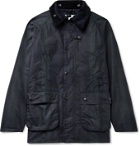 Barbour White Label - Bedale Corduroy-Trimmed Checked Waxed-Cotton Jacket - Blue
