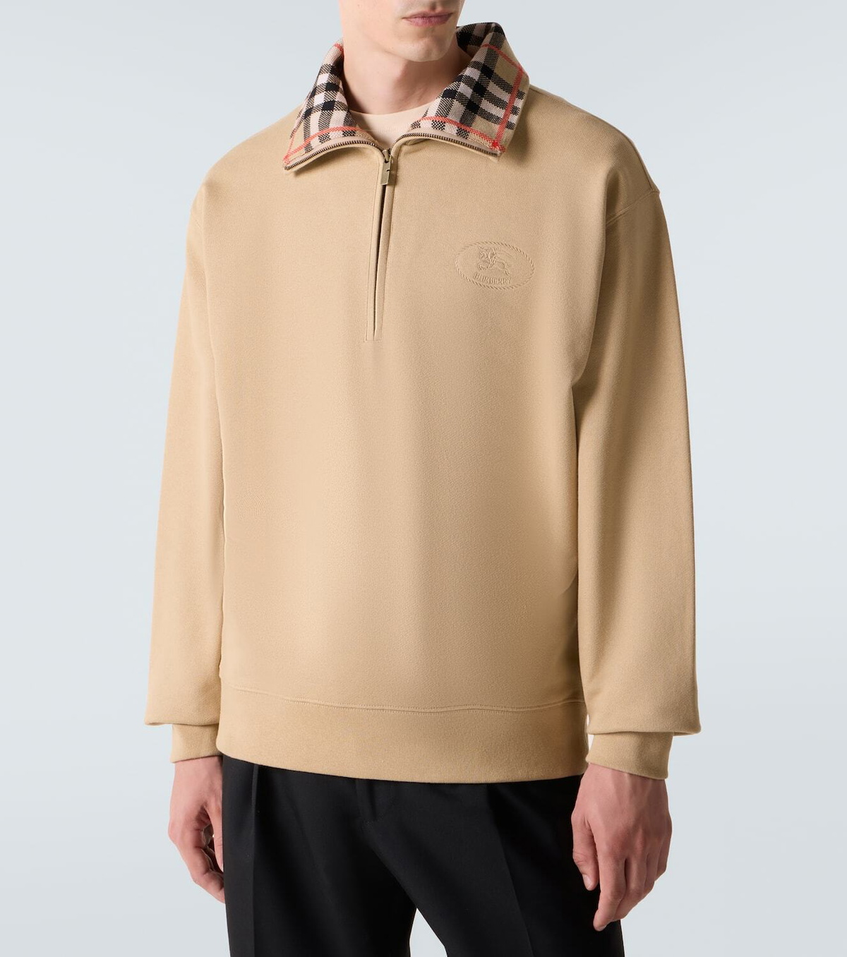 Burberry Burberry Check cotton jersey half-zip sweatshirt