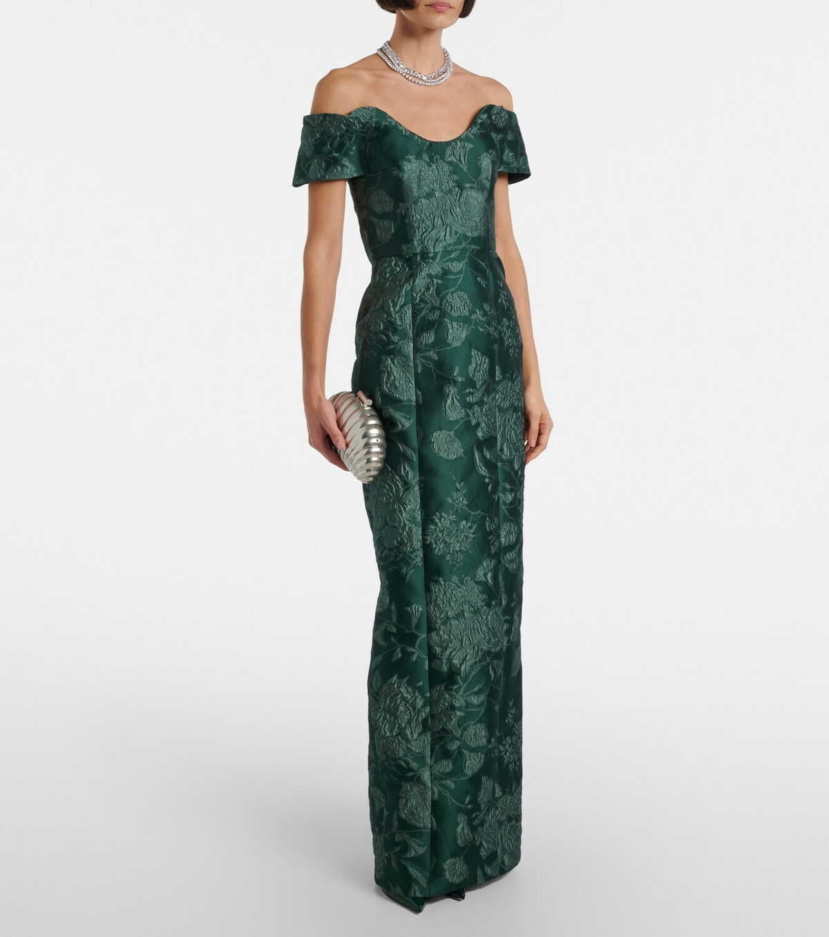 Emilia Wickstead Aislinn floral cloqué bustier gown
