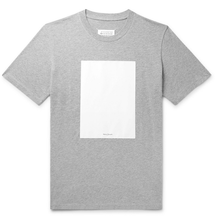Photo: Maison Margiela - Shell-Panelled Mélange Cotton-Jersey T-Shirt - Gray